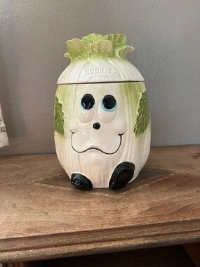 Vintage celery cookie jar